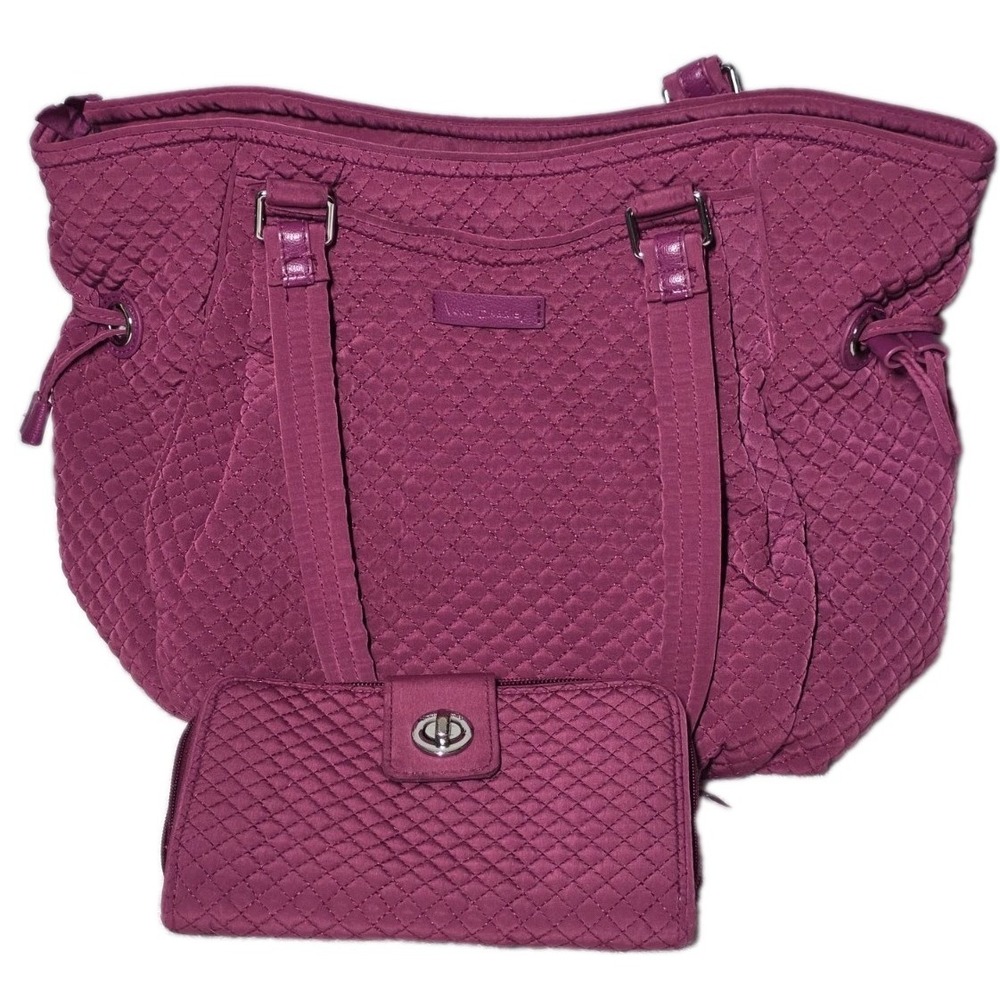 Vera Bradley Glenna Satchel & Wallet Vibran Raspberry Pink Quilted Tote Bag
